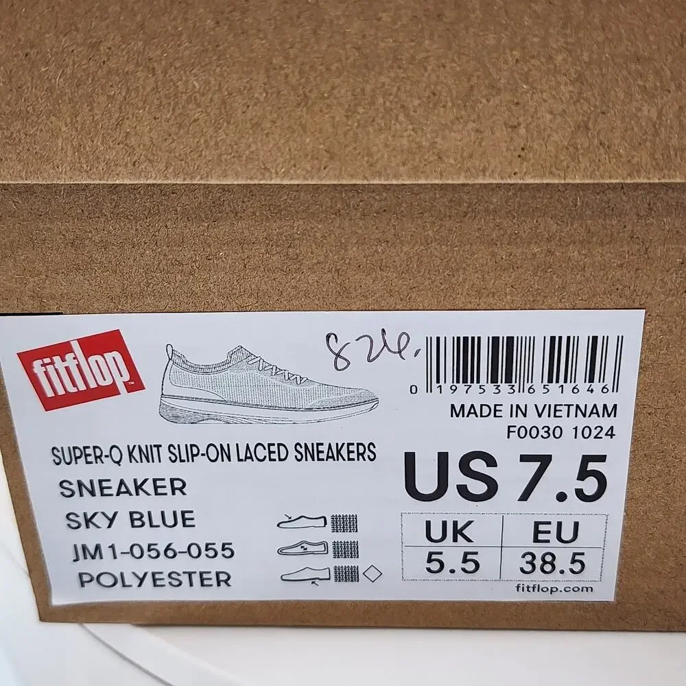 NEW - FitFlop Super-Q Knit Slip-On Lace Women's Sneakers Sky Blue - Size 7.5